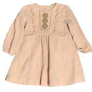 Jessica Simpson Toddler Girls Pink Ruffle Front Dress Front Pockets Size 3T